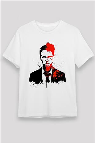 Fight Club (Tyler Durden) Unisex Baskılı Beyaz Tişört - Tshirt