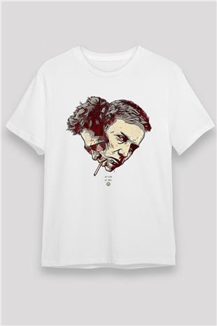 Fight Club (Tyler Durden) Unisex Baskılı Beyaz Tişört - Tshirt