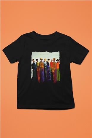 Figür Baskılı Siyah Unisex Çocuk Tişört