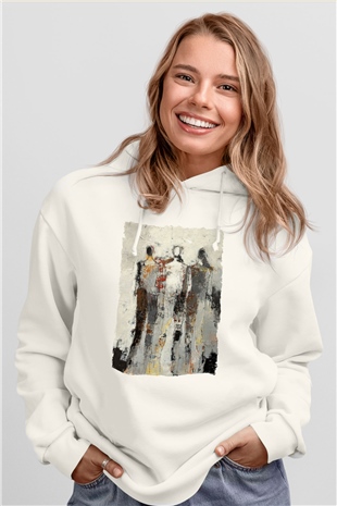 Figür Beyaz Unisex Hoodie