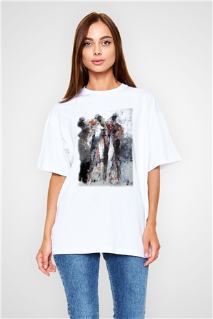 Figür Beyaz Unisex Oversize Tişört T-Shirt