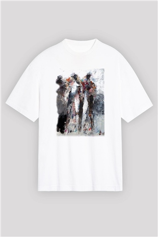 Figür Beyaz Unisex Oversize Tişört T-Shirt
