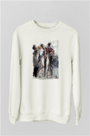Figür Beyaz Unisex Sweatshirt