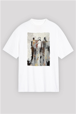 Figür Beyaz Oversize Tişört Oversize T-shirt - TişörtFabrikası