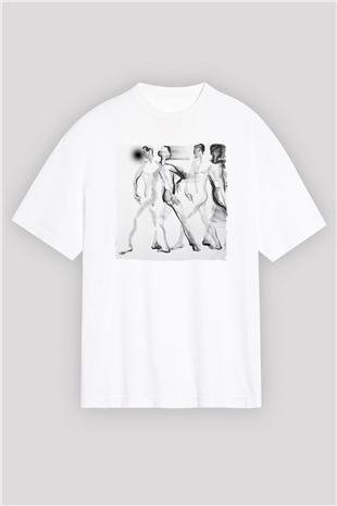 Figür Beyaz Oversize Tişört Oversize T-shirt - TişörtFabrikası