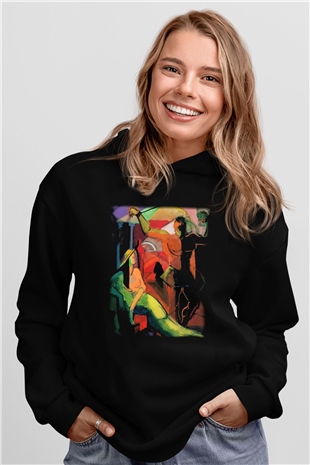 Figür Siyah Unisex Hoodie