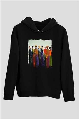 Figür Siyah Unisex Hoodie