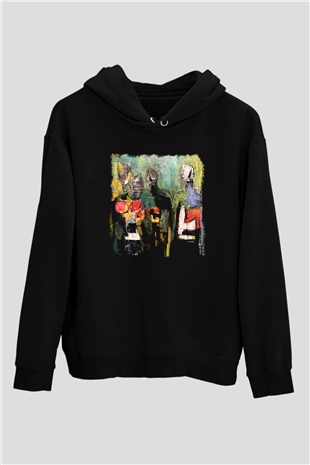 Figür Siyah Unisex Hoodie