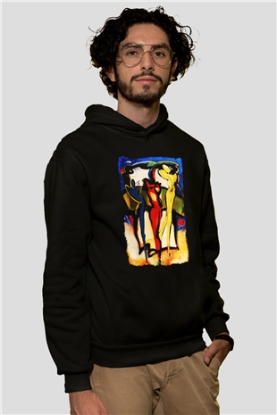 Figür Siyah Unisex Hoodie