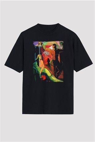 Figür Siyah Unisex Oversize Tişört T-Shirt