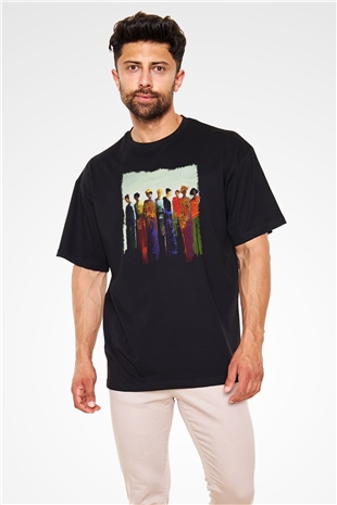 Figür Siyah Unisex Oversize Tişört T-Shirt