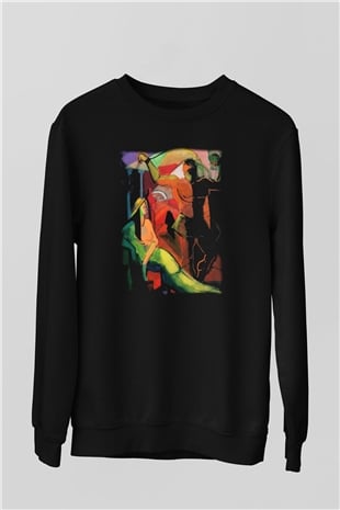 Figür Siyah Unisex Sweatshirt