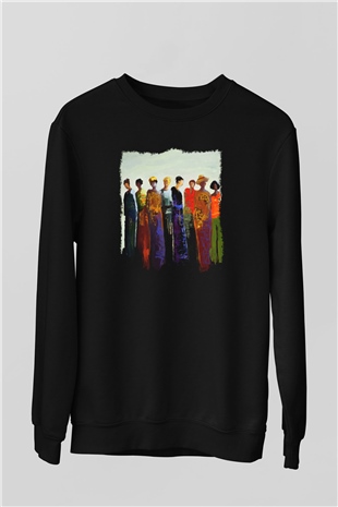 Figür Siyah Unisex Sweatshirt