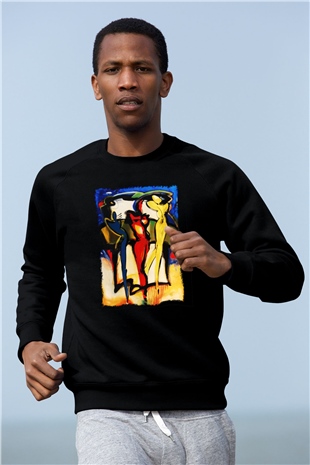 Figür Siyah Unisex Sweatshirt