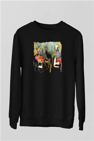 Figür Siyah Unisex Sweatshirt