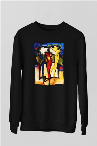 Figür Siyah Unisex Sweatshirt