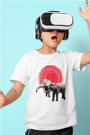 Fil Beyaz Unisex Çocuk Tişört