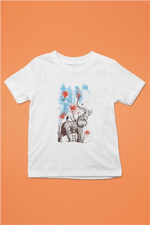 Fil Beyaz Unisex Çocuk Tişört