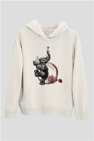 Fil Beyaz Unisex Kapşonlu Sweatshirt