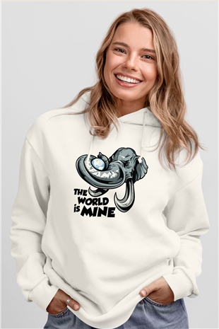 Fil Beyaz Unisex Kapşonlu Sweatshirt