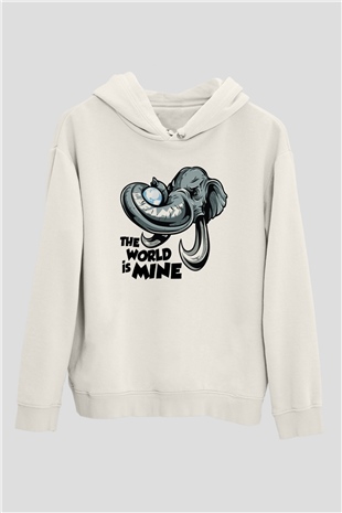 Fil Beyaz Unisex Kapşonlu Sweatshirt