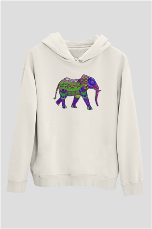 Fil Beyaz Unisex Kapşonlu Sweatshirt