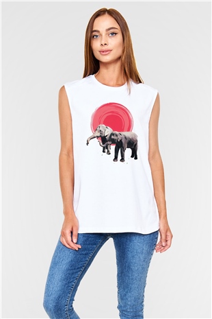 Fil Beyaz Unisex Kolsuz Tişört