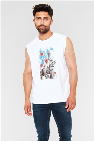 Fil Beyaz Unisex Kolsuz Tişört