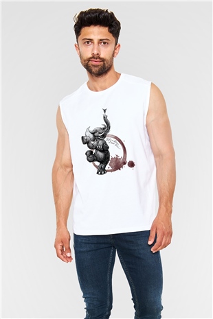 Fil Beyaz Unisex Kolsuz Tişört