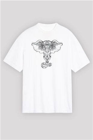 Fil Beyaz Unisex Oversize Tişört T-Shirt