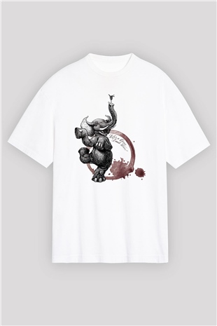 Fil Beyaz Unisex Oversize Tişört T-Shirt