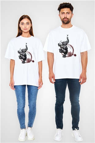 Fil Beyaz Unisex Oversize Tişört T-Shirt