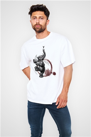 Fil Beyaz Unisex Oversize Tişört T-Shirt