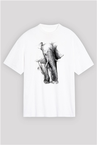 Fil Beyaz Unisex Oversize Tişört T-Shirt