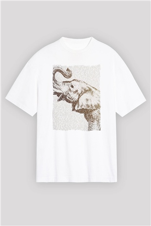 Fil Beyaz Oversize Tişört Oversize T-shirt - TişörtFabrikası