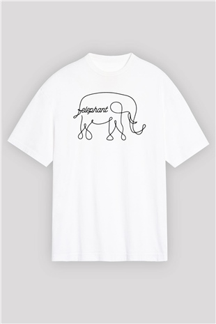 Fil Beyaz Oversize Tişört Oversize T-shirt - TişörtFabrikası