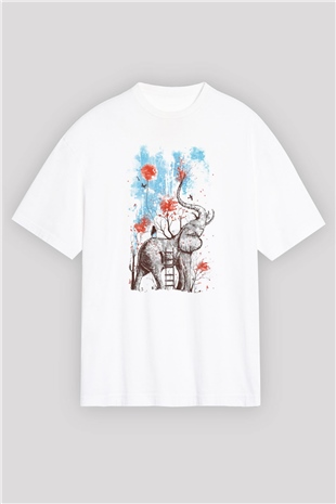Fil Beyaz Oversize Tişört Oversize T-shirt - TişörtFabrikası