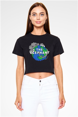 Fil Siyah Crop Top Tişört