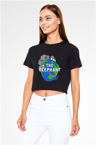Fil Siyah Crop Top Tişört