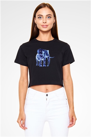 Fil Siyah  Crop Top Tişört