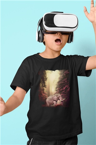 Fil Siyah Unisex Çocuk Tişört