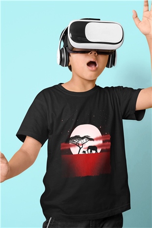Fil Siyah Unisex Çocuk Tişört