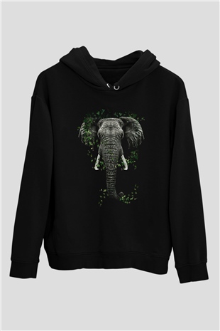 Fil Siyah Unisex Kapüşonlu Sweatshirt