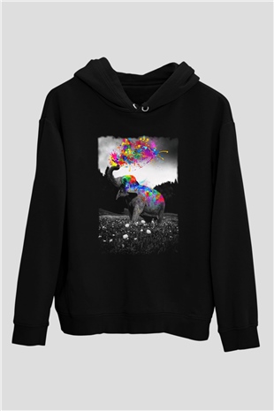Fil Siyah Unisex Kapüşonlu Sweatshirt