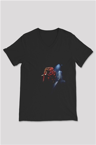 Fil Siyah Unisex V Yaka Tişört