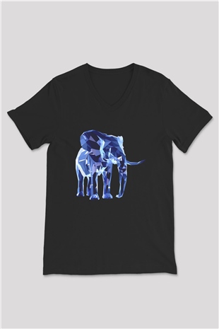 Fil Siyah Unisex V Yaka Tişört