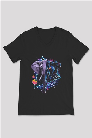 Fil Siyah Unisex V Yaka Tişört