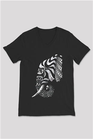 Fil Siyah Unisex V Yaka Tişört
