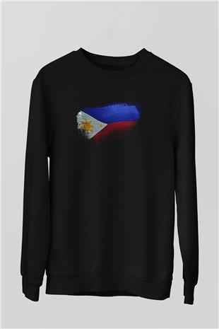Filipinler - Philippines Bayrağı Baskılı Unisex Siyah Sweatshirt