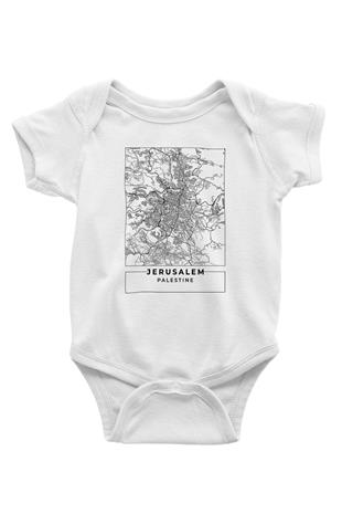 Filistin Baskılı Beyaz Unisex Bebek Body - Zıbın
